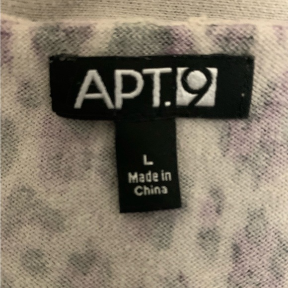 Apt 9 Cardigan Sweater Gray/Purple Leopard Print Size Large - Picture 4 of 4